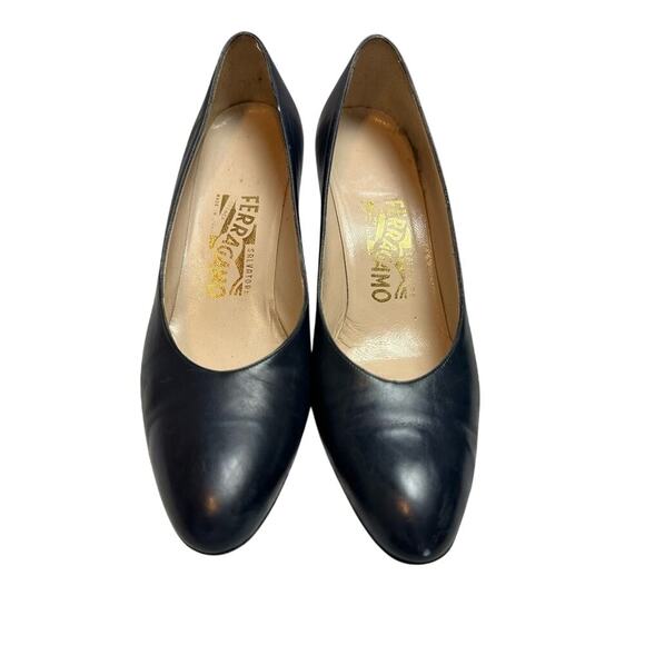 Salvatore Ferragamo Blue Leather Heels Pumps Italy Women’s 8.5 Classic Designer - Picture 2 of 10